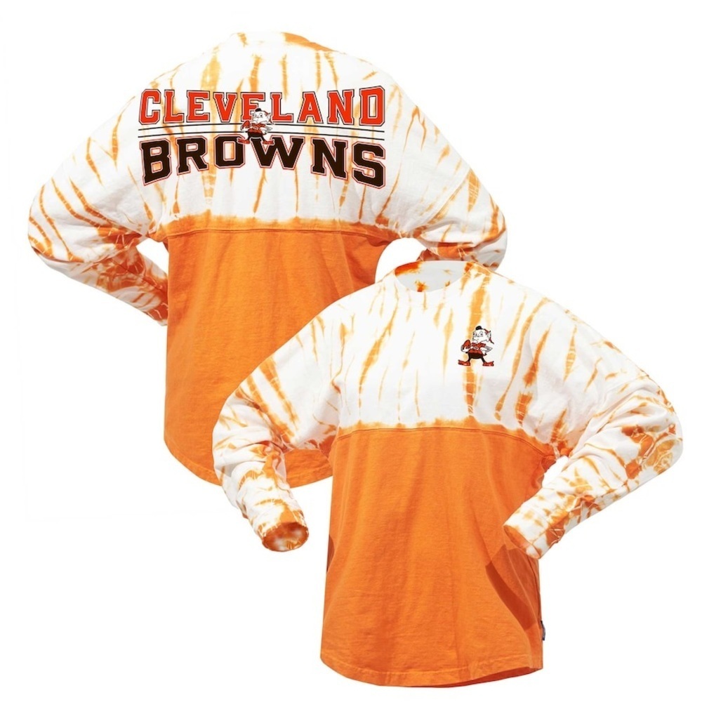 NEW Cleveland Browns Fanatics Orange Bamboo Spirit Long Sleeve T-Shirt Crewneck
